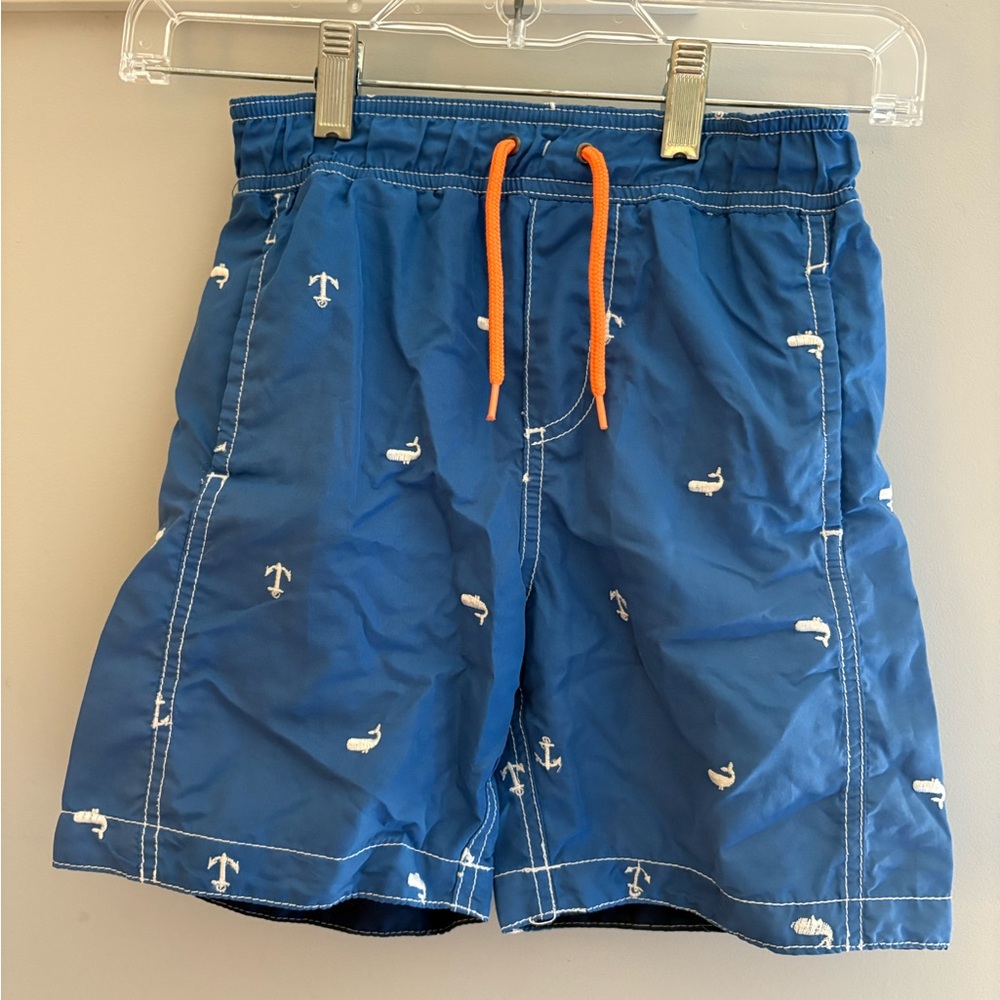 Blue Swim Shorts with Nautical Print